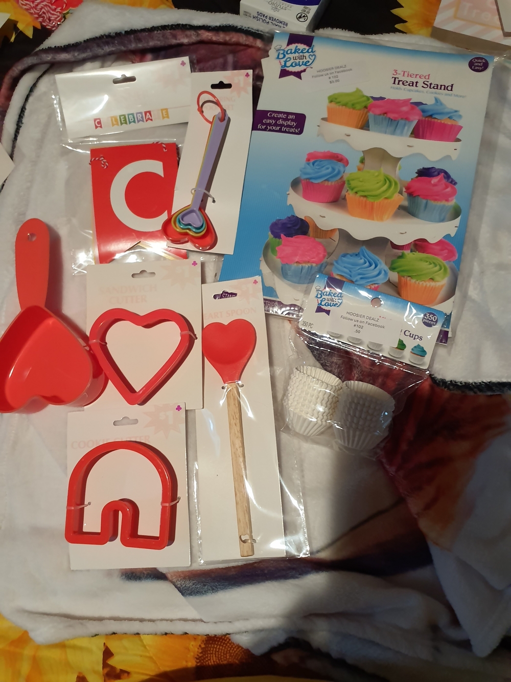 3-Tier Treat Stand & Red Heart Baking Tools Set